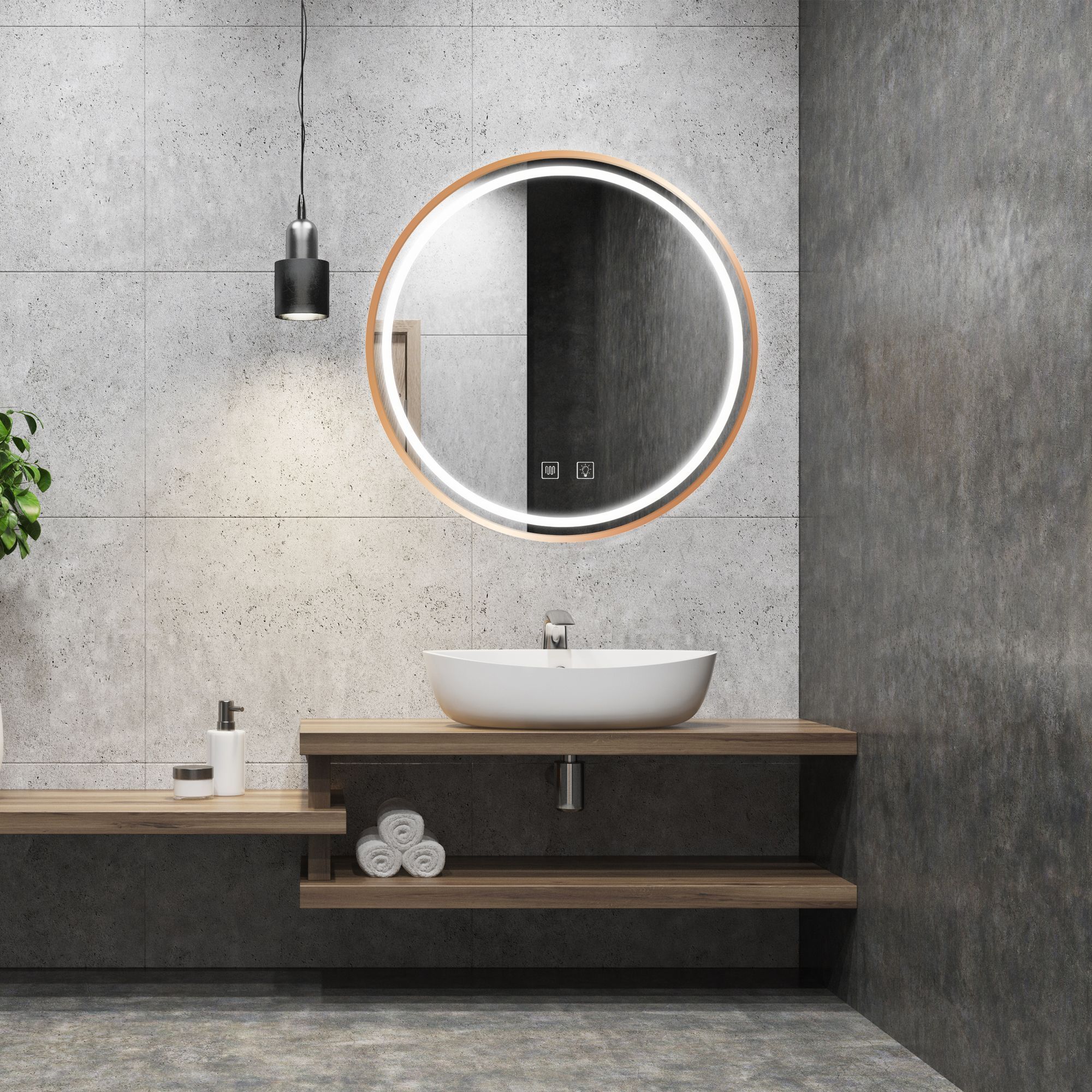 Specchio Led 70cm Mmj Brush Copper