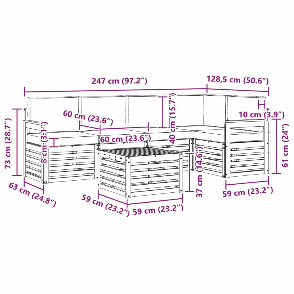 Set di divani da esterno 6 pcs Bianco e Antracite