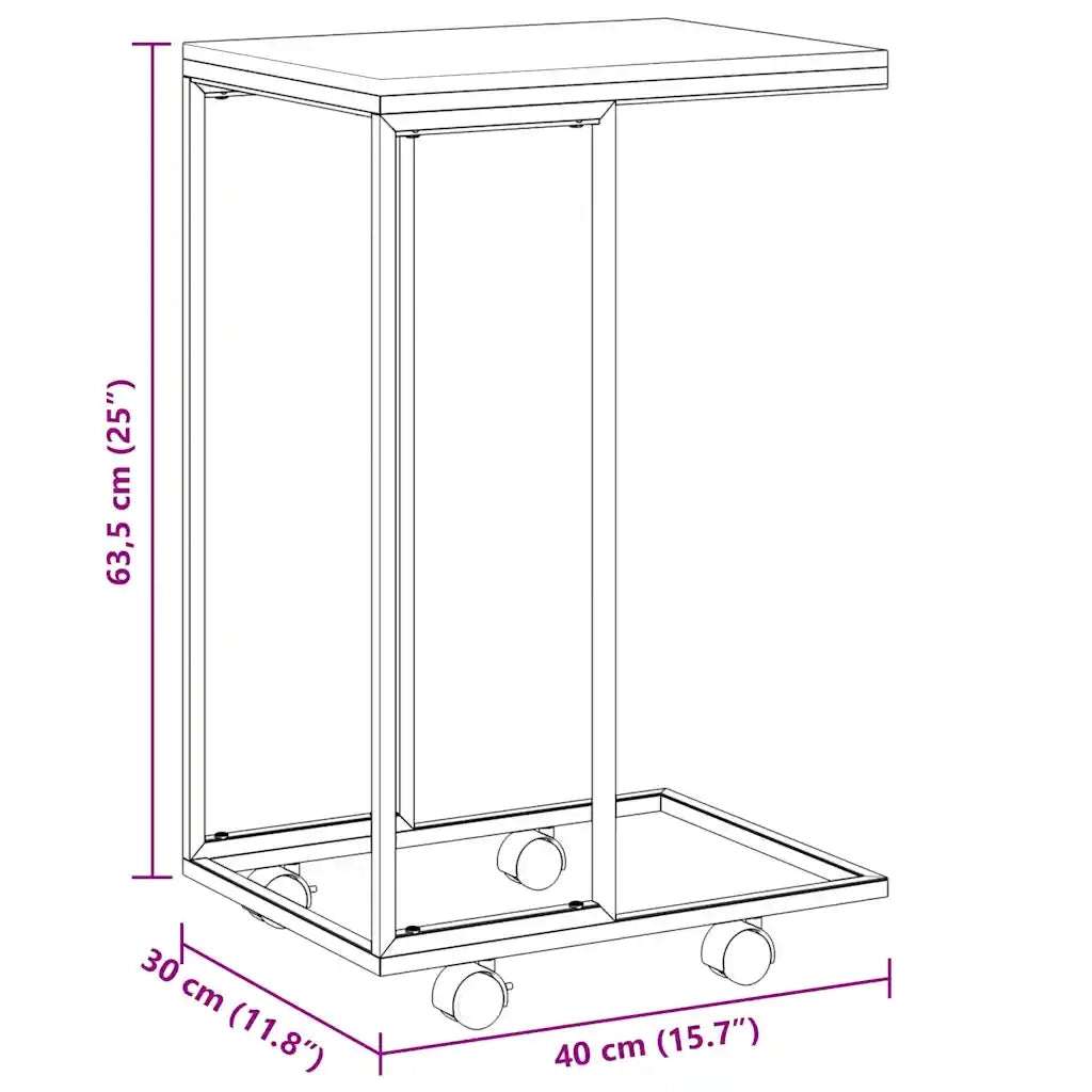 Tavolino da salotto | Tavolino da caff¨¨ | Tavolino da Soggiorno con Ruote Nero 40x30x63,5cm in Legno Ingegnerizzato