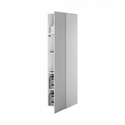 Armadio multiuso 1 anta Treville, Mobile multifunzionale con 4 ripiani interni, Finitura effetto cannettato, 45x56 h199 cm, Bianco