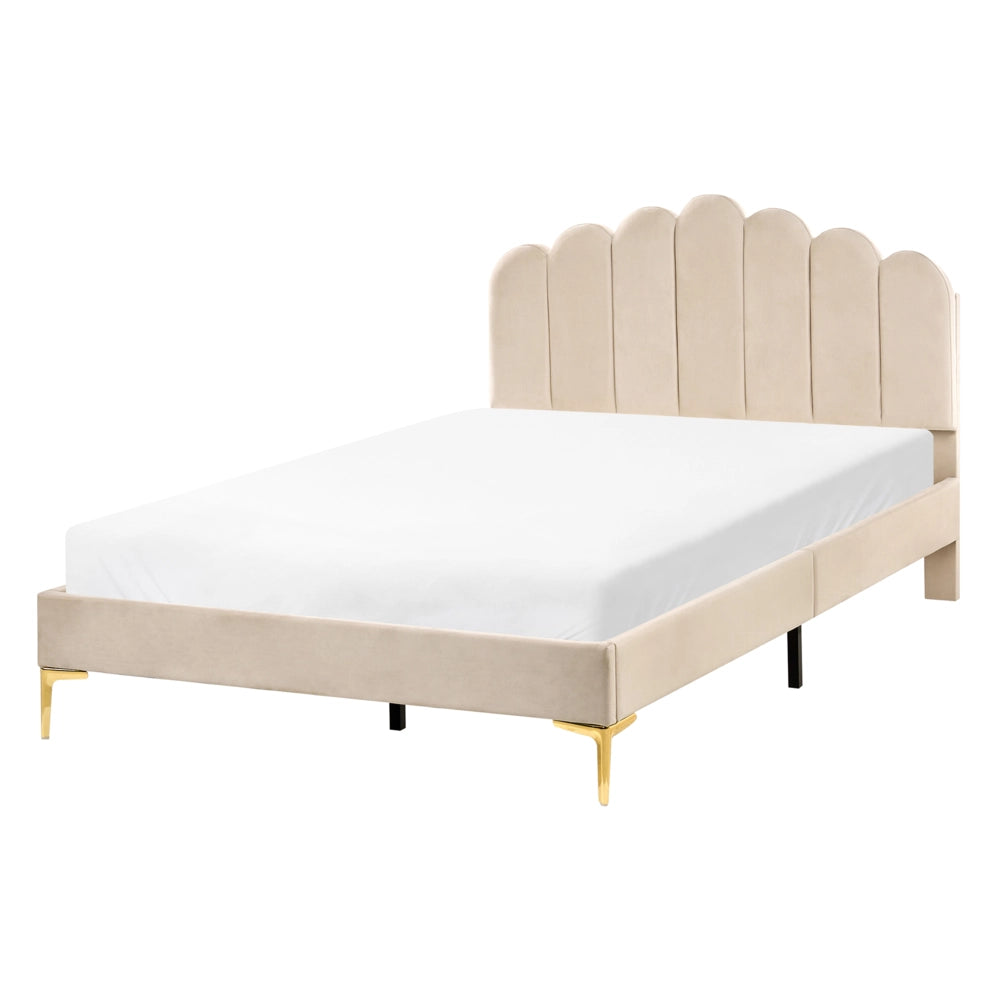 Letto matrimoniale 120 x 200 cm velluto Gambe in metallo beige con testiera e base a doghe