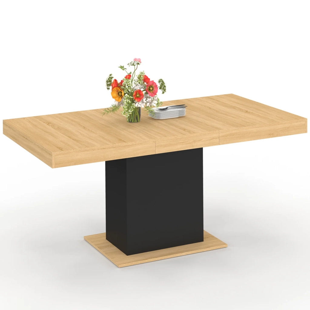 IDMarket - EDEN Tavolo da pranzo rettangolare allungabile per 4-6 persone, legno e nero 120-160 cm