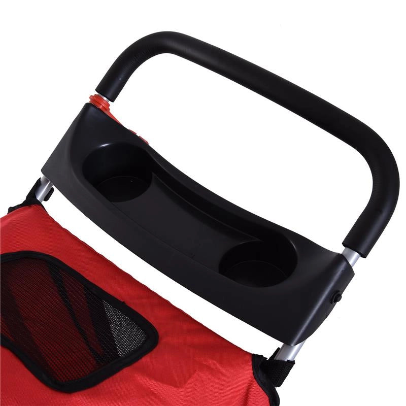 PASSEGGINO PER CANI PIEGHEVOLE, CARRELLO PER ANIMALI DOMESTICI, ROSSO, 75 X 45 X 97CM