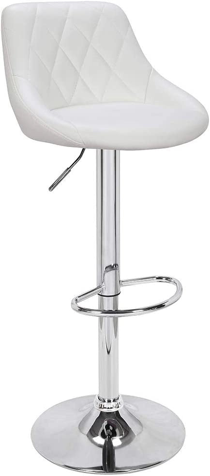 Set 2 Sgabelli Cucina Seduta Pelle Imbottita Sgabello Girevole Casa Bar Bianco