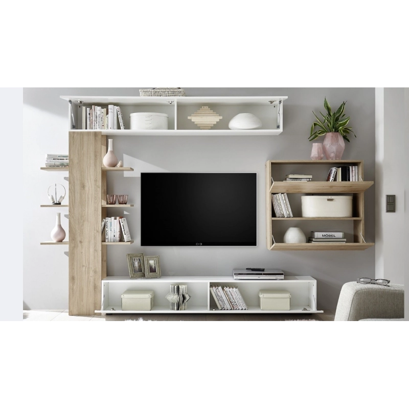 Parete attrezzata libreria Astrakat colore rovere