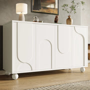 Credenza con ripiani regolabili e anti-ribaltamento in MDF e metallo bianca per soggiorno e sala da pranzo 120 × 35 × 71 cm