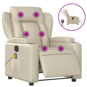 Poltrona Massaggiante | Sedia Relax Elettrica Reclinabile Crema Similpelle