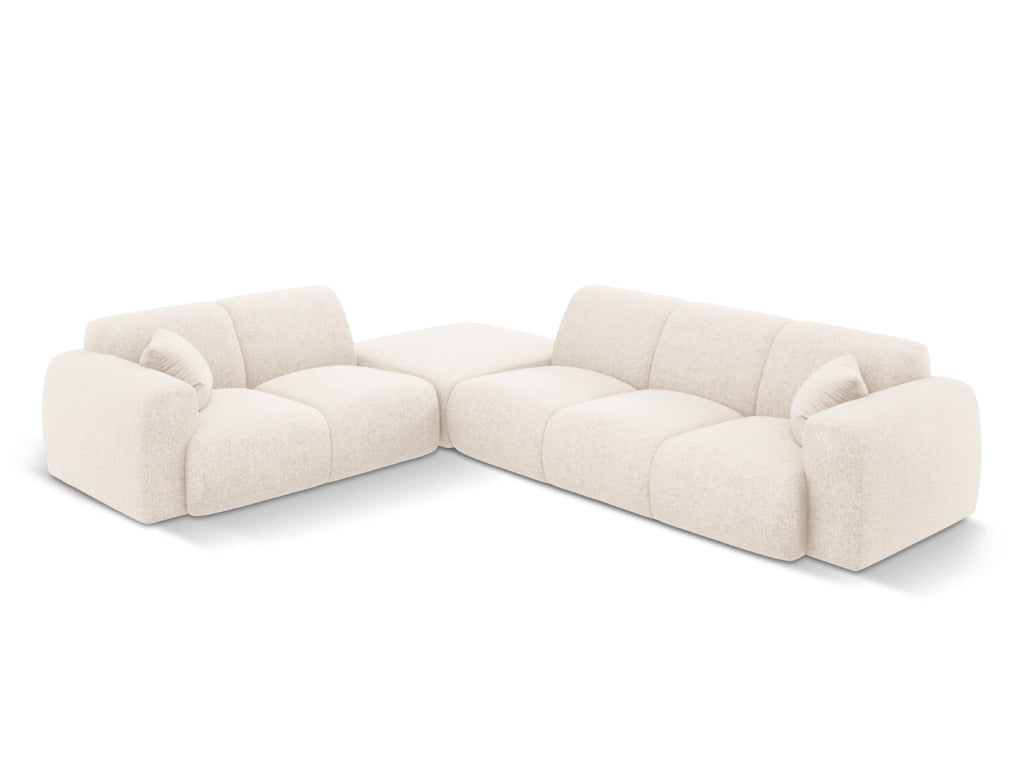 Cosmopolitan Design - Divano angolare sinistro "Nolio" 4 posti in ciniglia beige chiaro 