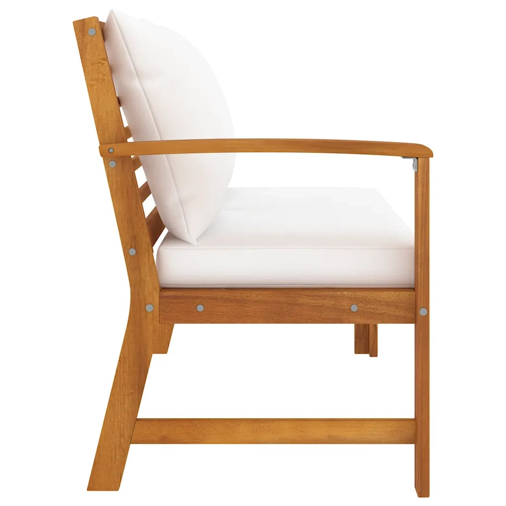 Panca da Giardino 114,5 cm con Cuscino Crema in Legno di Acacia 311836