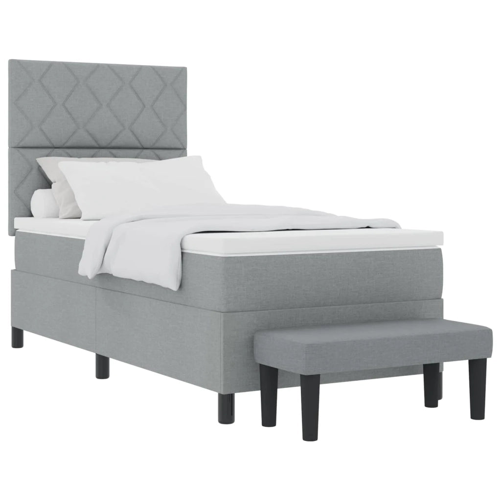 Letto a molle con materasso Grigio chiaro 100 x 200 cm Tessuto