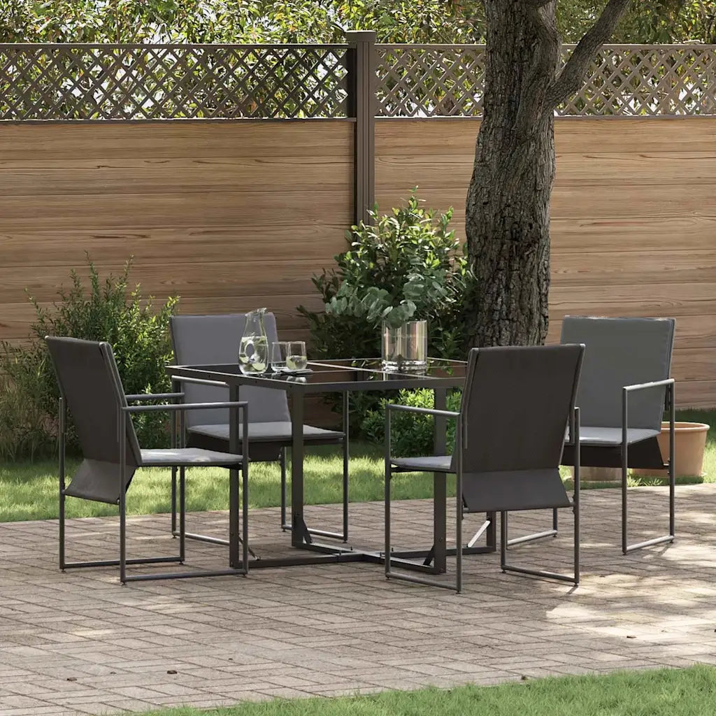 Set da Pranzo per Giardino 5 pz | Set Salotto da Giardino Nero Acciaio