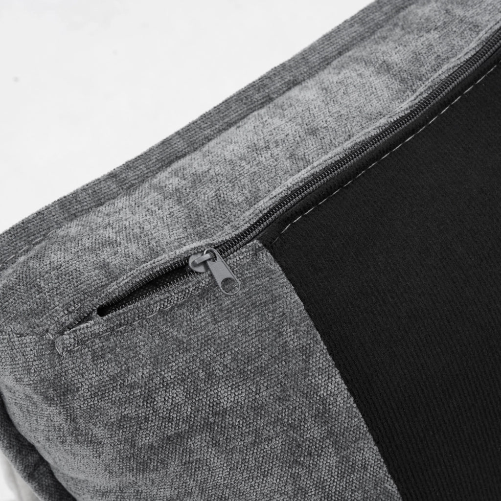 Divano angolare 3 posti in lino grigio con porte USB, Tipo-C e portabicchieri integrati