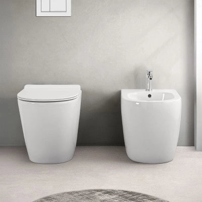 Wc filomuro Rimless in ceramica bianco lucido serie Tokyo