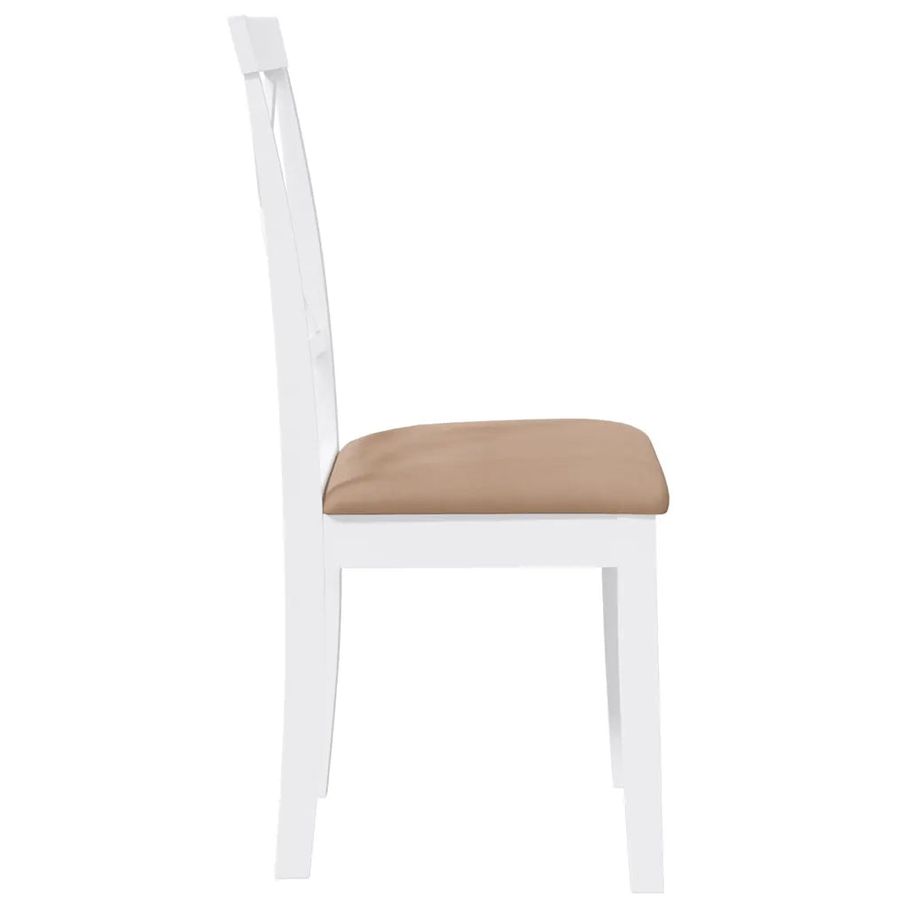 Sedie da Pranzo con Cuscini 2 pz Bianco Legno Massello di Hevea