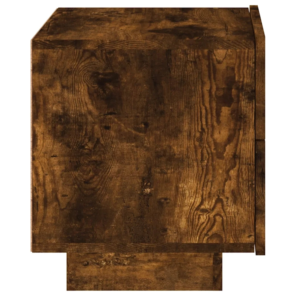 Comodino con Luci LED-Tavolino da notte Rovere Fumo 70x36x40,5 cm