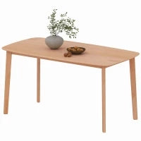 Tavolo da Pranzo Rettangolare per 6 Persone, Tavolo da Cucina 150 cm in Legno Massiccio, 150 x 80 x 76 cm, Legno Naturale