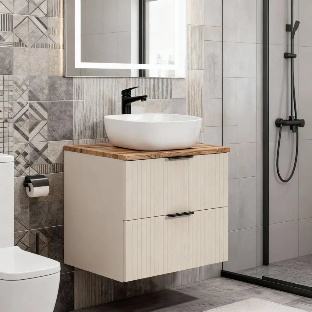 Set da bagno NOXERA 60 cm – Marrone Congo & Wotan – Lavabo in ceramica