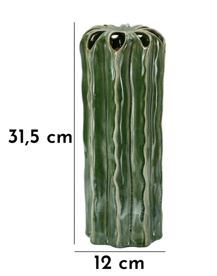 Vaso Cactus Tall Ø12x31,5 cm in Ceramica Verde