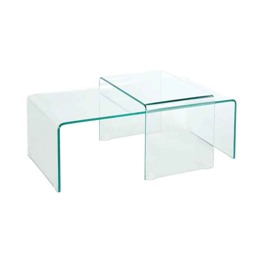 Tavolini impilabili HOLOW – Set di 2 tavolini bassi design in vetro temperato