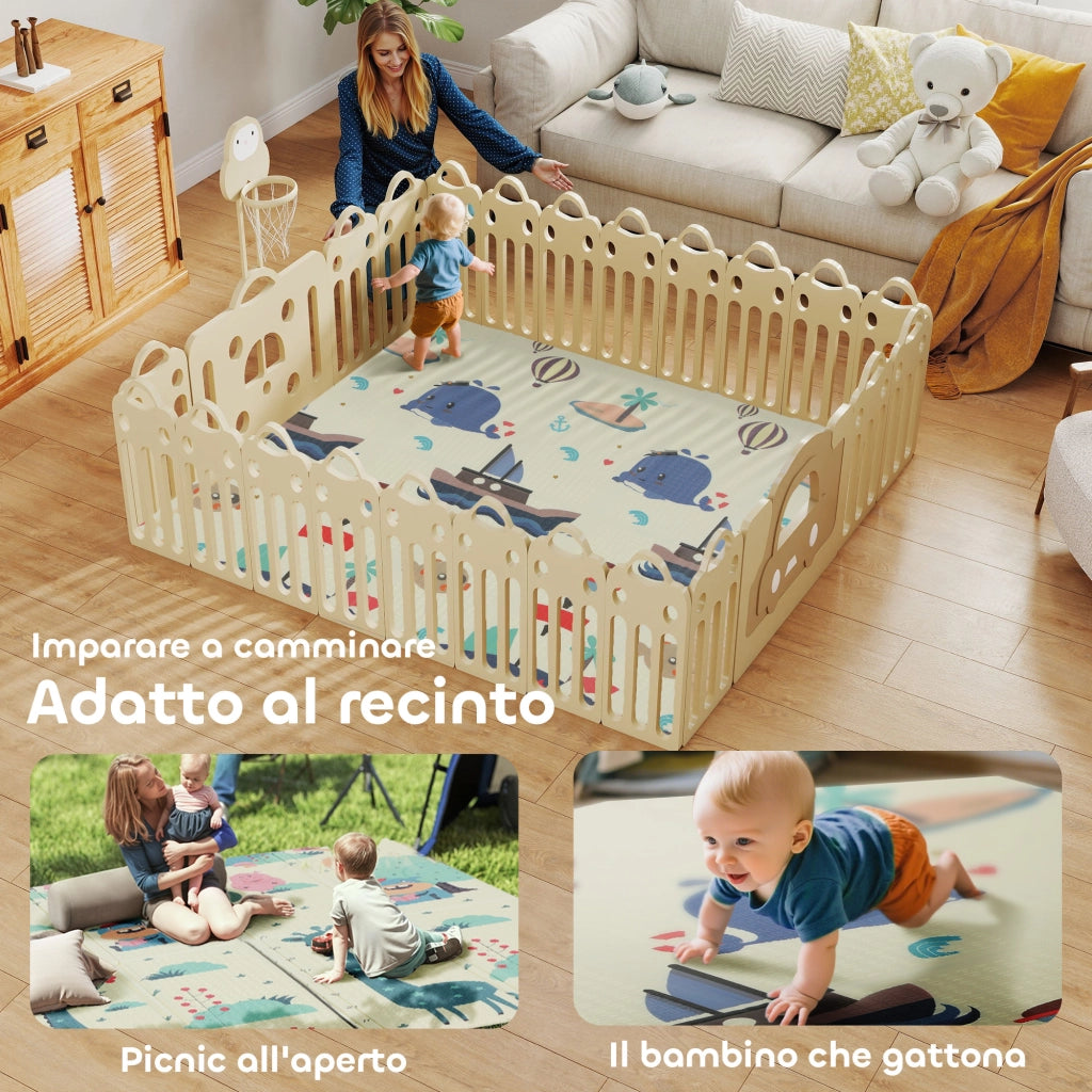 Tappeto per Bambini a Tema Animali ¨C zephmum ¨C Multicolore 196x176x1.5 cm