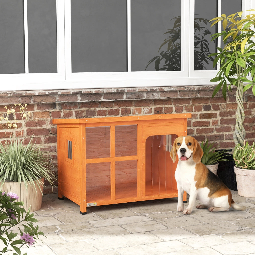 Casetta per Cani Esterno con Tetto in Tegole ¨C zephmum ¨C 90x62x71 cm Legno Naturale