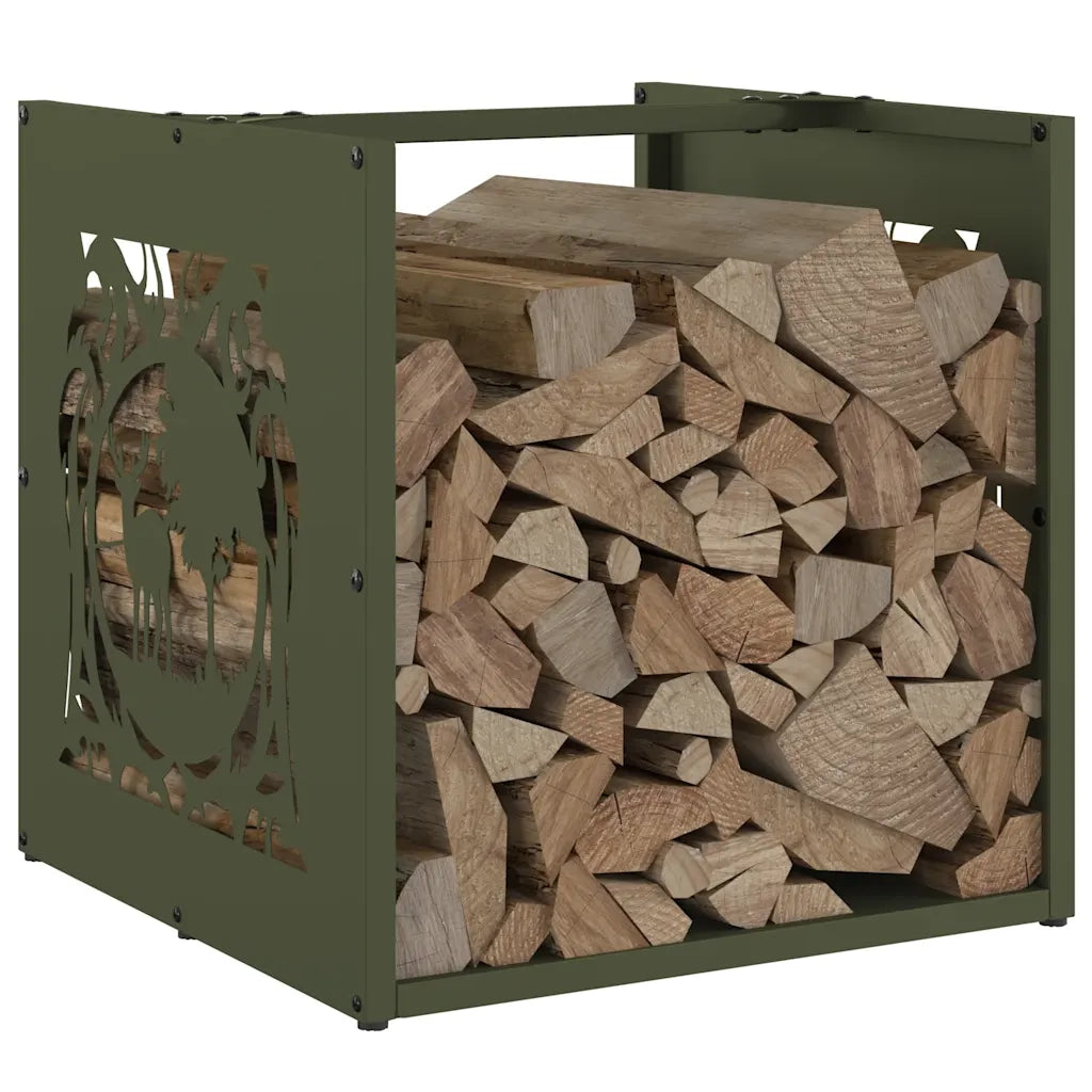 Rastrelliera per Legna da Ardere Verde Oliva 40x40x40 cm 864252