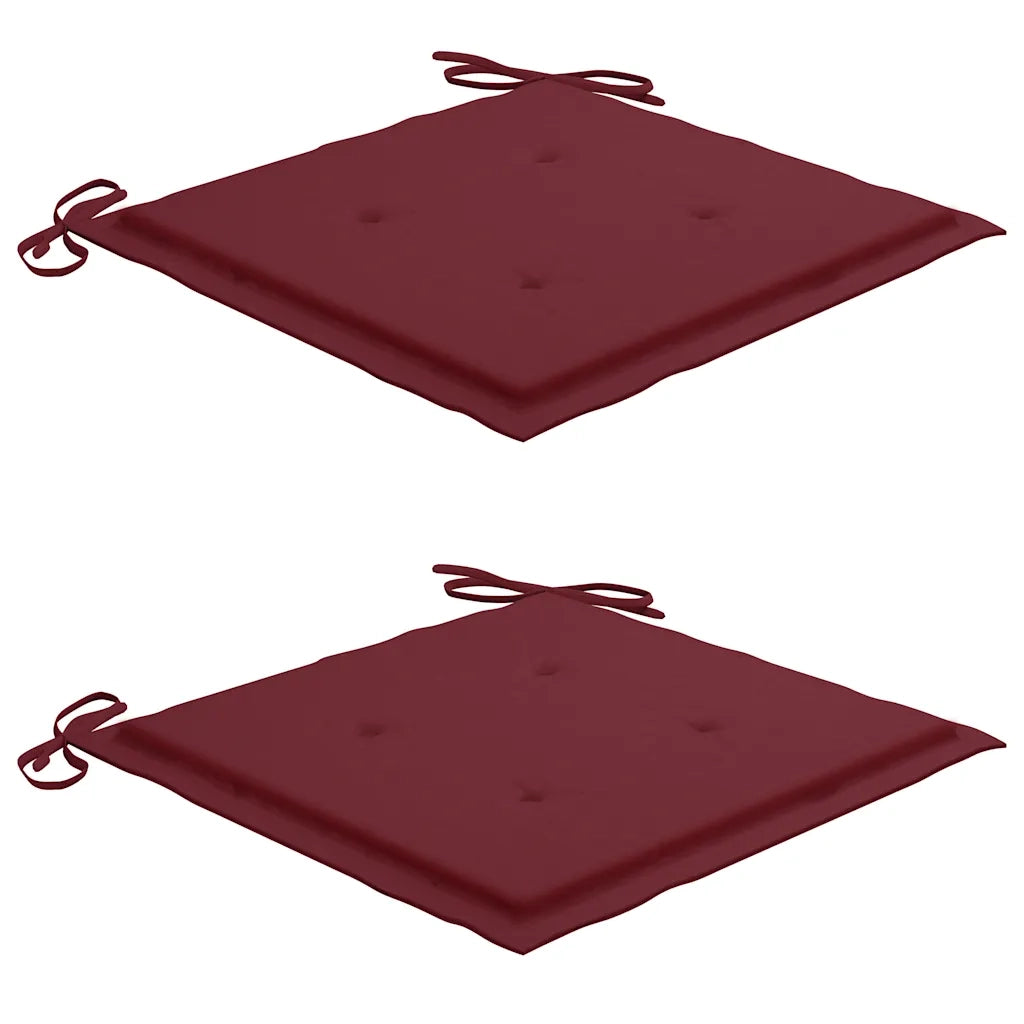 Sedie da Giardino con Cuscini Rosso Vino 2 pz Massello di Teak 3062469