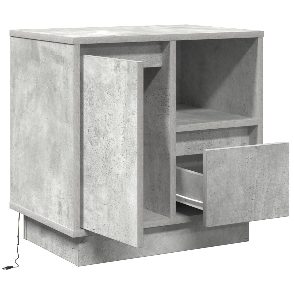 Comodini con LED 2 pz Cemento Grigio 50x34.5x50 cm