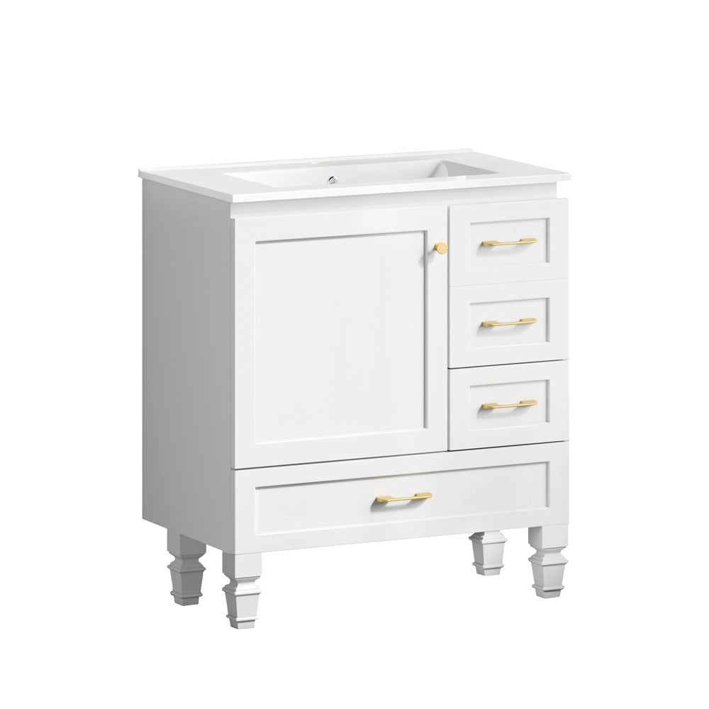 Armadietto Bagno 75 cm ¨C Xylo ¨C Bianco, 1 Anta, 3 Cassetti