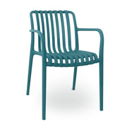 Sedia Iside da esterno in plastica verde petrolio comfort premium con braccioli