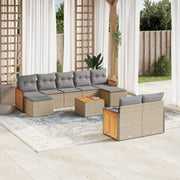 Set Divano da Giardino 10 pz con Cuscini Beige in Polyrattan 3228089