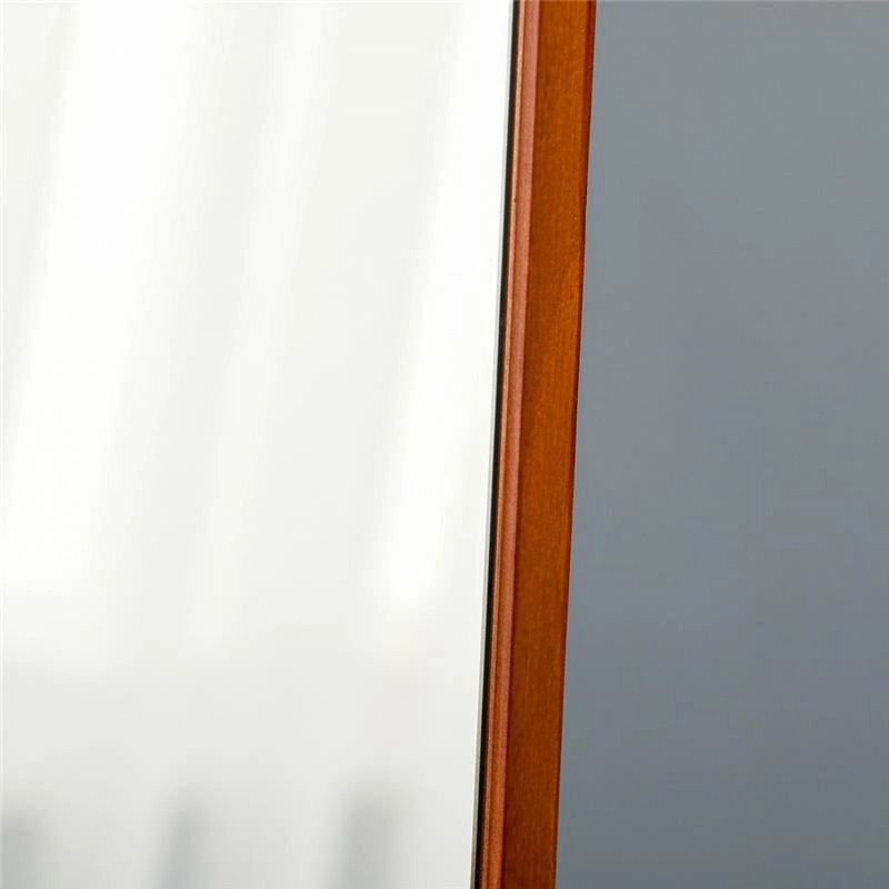 SPECCHIO DA TERRA E DA PARETE CON STRUTTURA IN LEGNO, SUPPORTO PIEGHEVOLE CON CERNIERA, 37X43X156CM, NOCE CHIARO