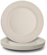 Set di piatti da tavola, 6 pezzi, 28 cm, resistenti alle fratture, piatti da tavola in plastica riciclabili, piatti da campeggio leggeri, BPA-free, magnetron-resistenti, vaivud-resistenti, beige