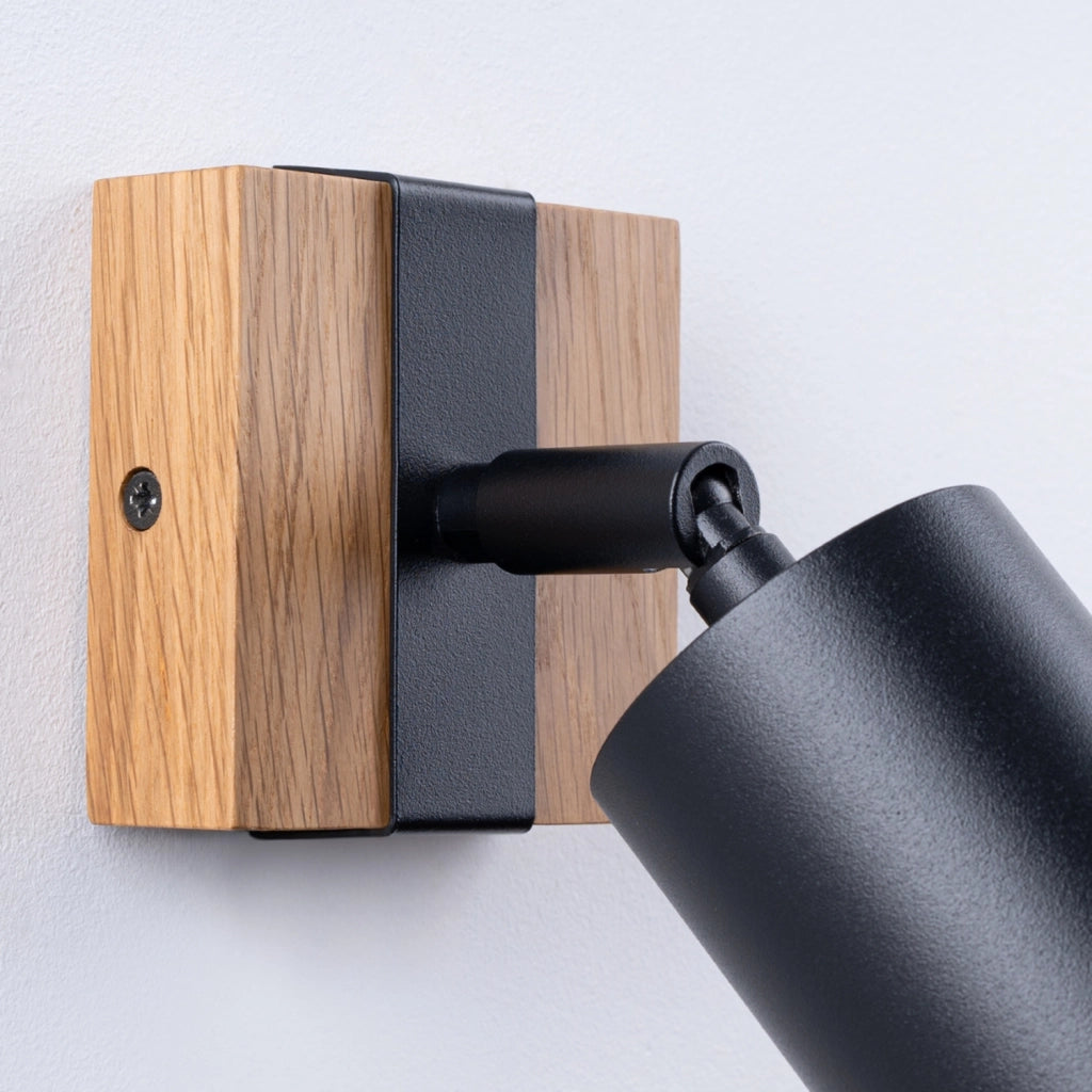 Applique Nordal 1 Pure Lume nero/legno spot orientabile GU10