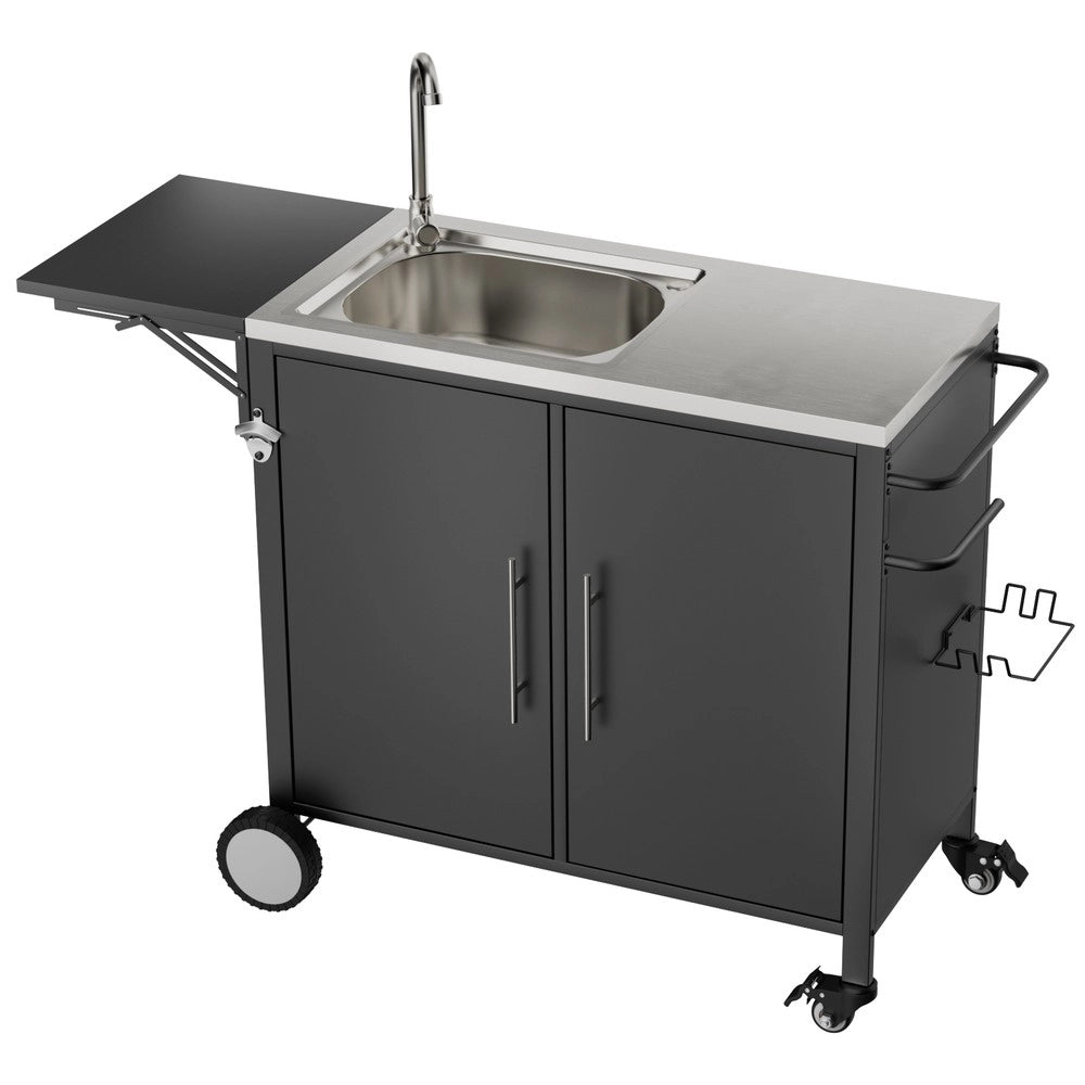 Carrello da Barbecue con Lavello e Piano Ribaltabile ¨C Xylo ¨C Metallo, con Ruote