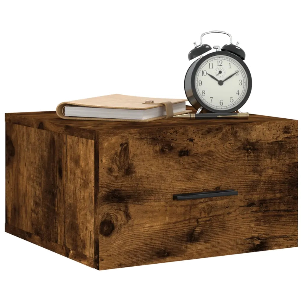 Comodino | Armadio da Notte | Mobiletto da notte a Muro Rovere Fumo 35x35x20 cm