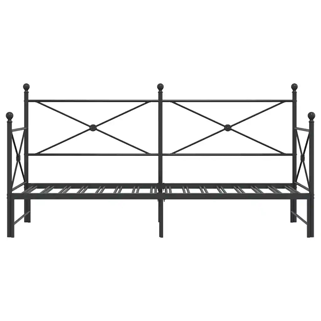 Divano Letto Estraibile senza Materasso Nero 90x190 cm Acciaio
