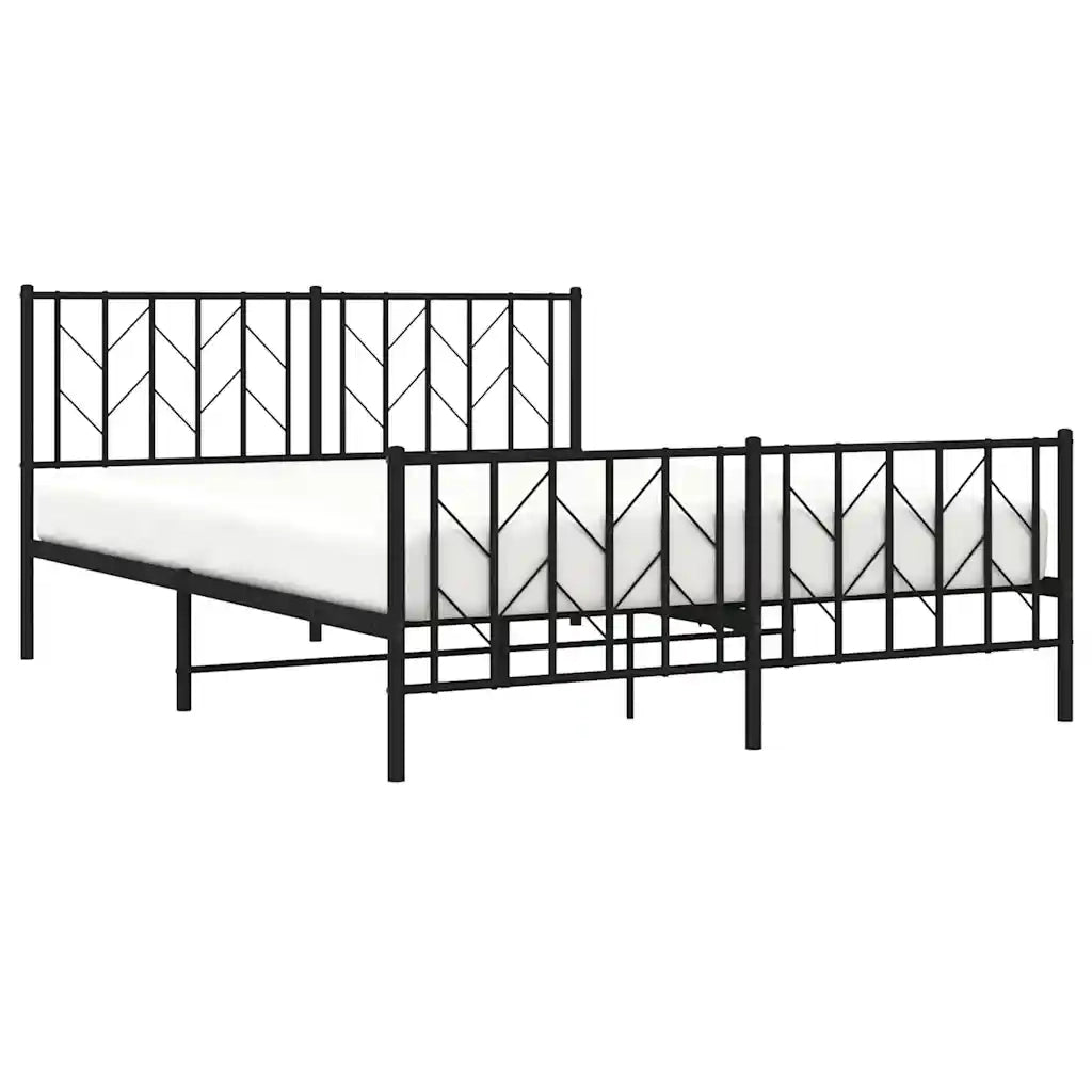 Giroletto con Testiera e Pediera Metallo Nero 150x200 cm 374457