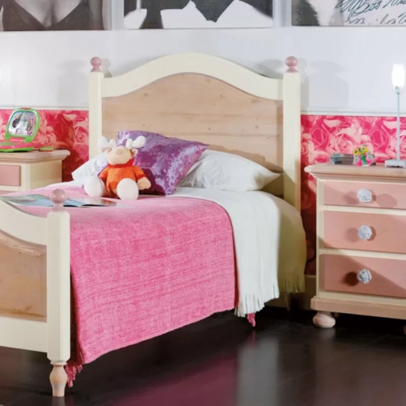 Cameretta da letto singolo legno massello colore rosa - Mobili 2G