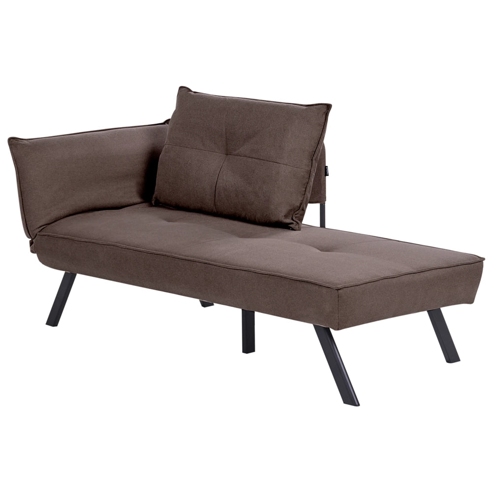 Chaise longue sinistra in tessuto marrone con schienale regolabile e funzione letto con cuscino idrorepellente