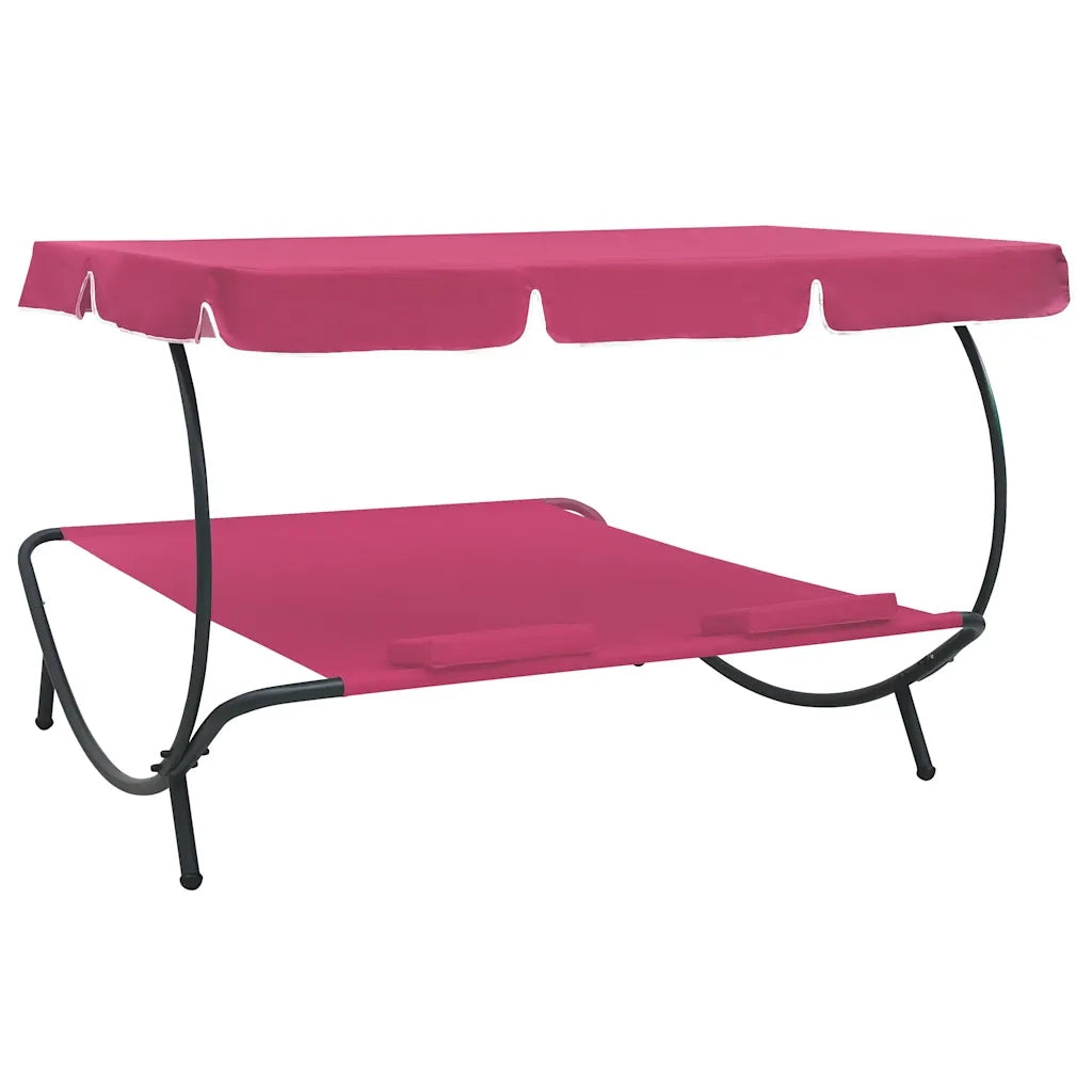 Lettino Prendisole con Baldacchino e Cuscini Rosa 313524