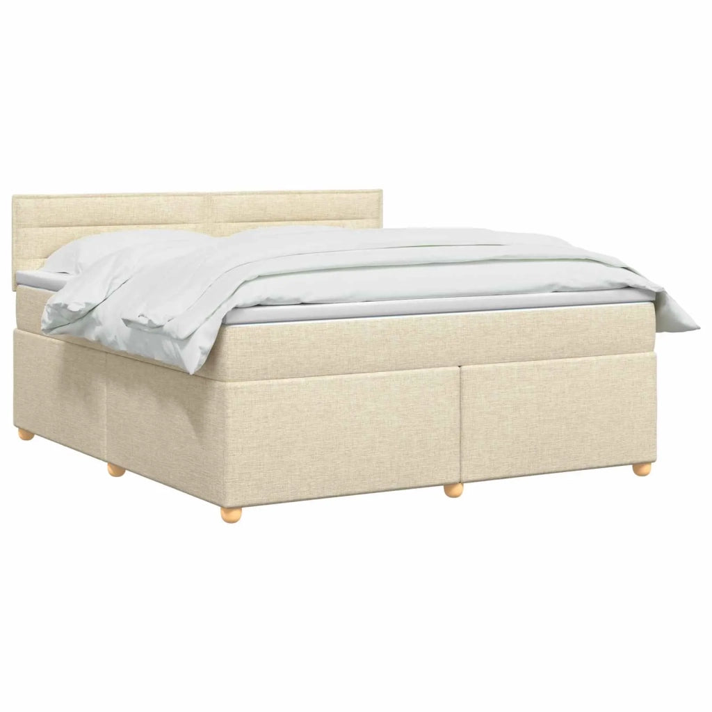 Letto box spring con materasso Crema 140 x 190 cm Tessuto 3452413