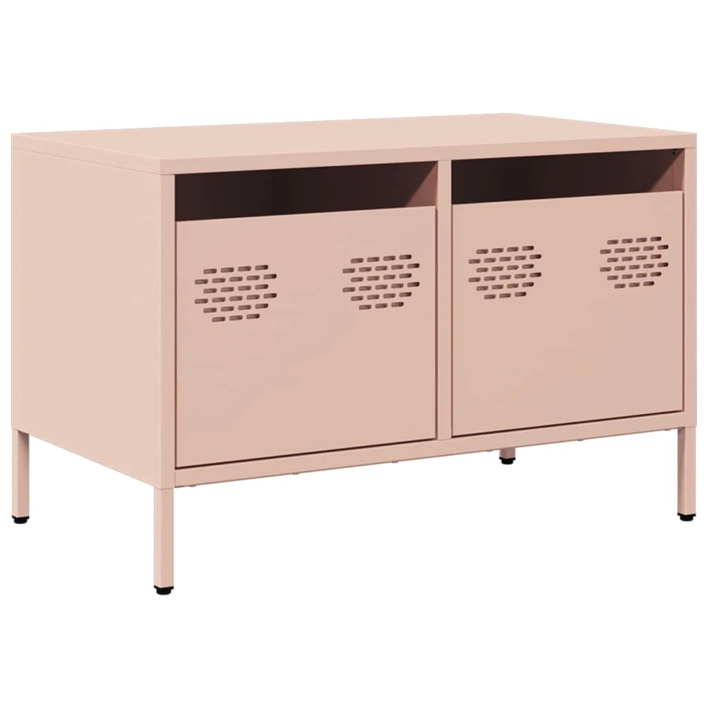Mobile TV multimediale scaffale TV credenza TV sala da pranzo soggiorno camera da letto rosa 68 x 39 x 43,5 cm acciaio laminato a freddo rosa 02_0028296