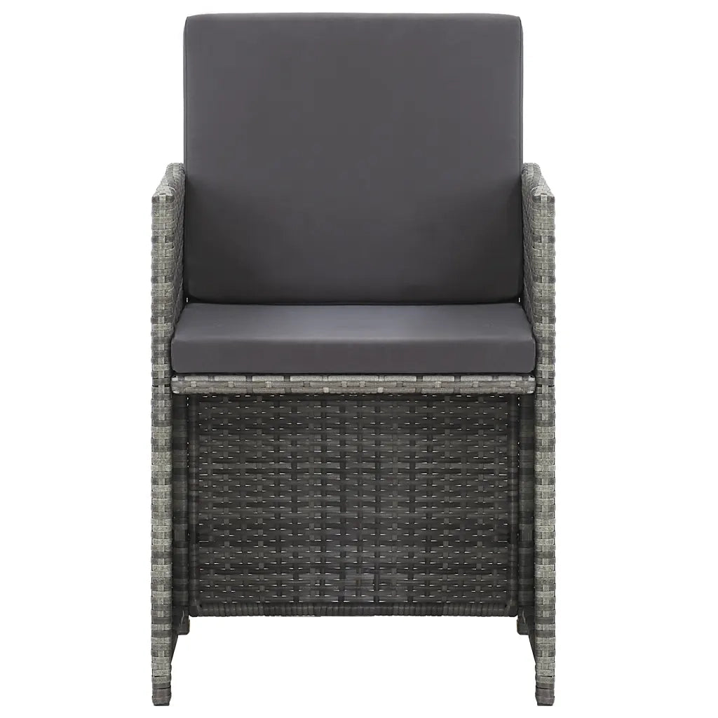 Set da Pranzo per Esterni 17 pz con Cuscini Polyrattan Grigio 46433