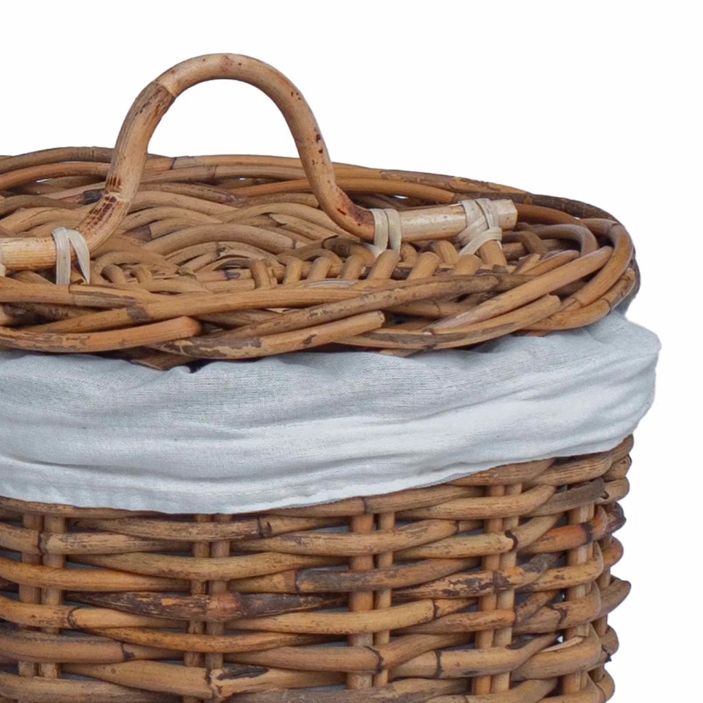 Cesto per Lavanderia 2 pcs Marrone Rattan Kubu