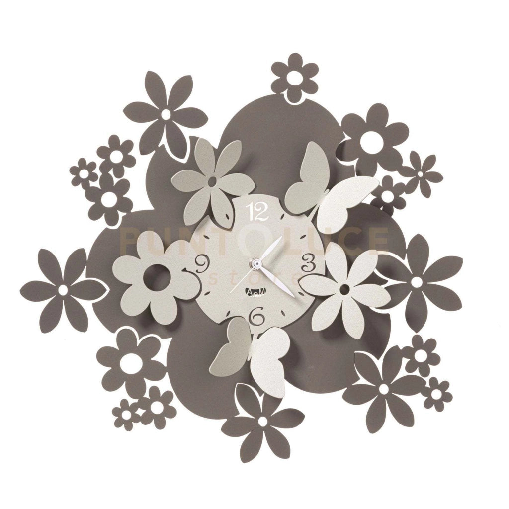 orologio da parete con fiori daisy Fango e avorio in Ferro 40cmdidiametro