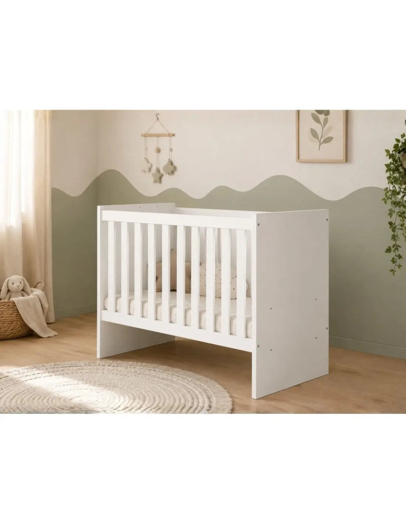 Lettino robusto 60x120 trasformabile in letto per bambini 90x200, colore bianco, collezione DANAÉ.