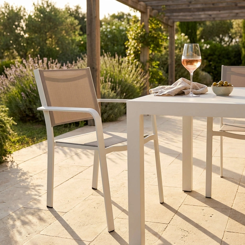 Poltrona da Giardino Impilabile in Alluminio Textilene cm 56x61x84 - WARD
