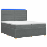 Letto Box Spring LED con Materasso Grigio Scuro 200 x 200 cm 3455931