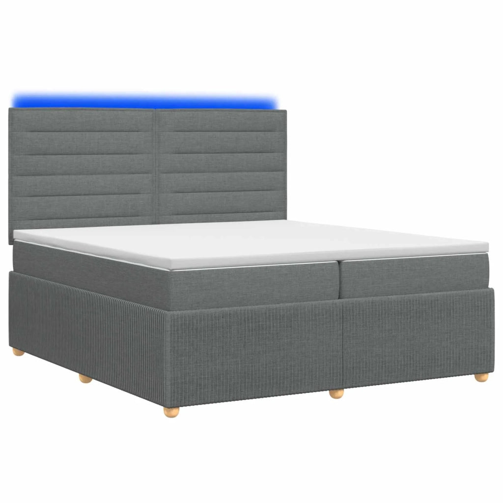 Letto Box Spring LED con Materasso Grigio Scuro 200 x 200 cm 3455931